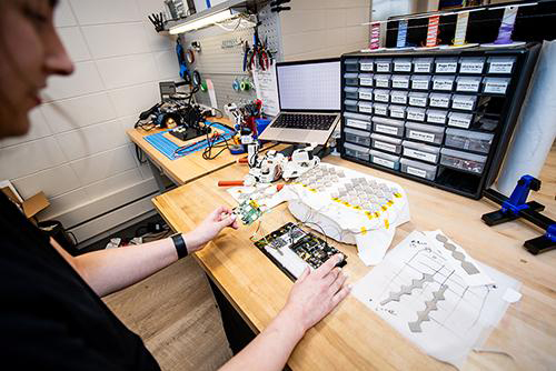 A student works on a research project