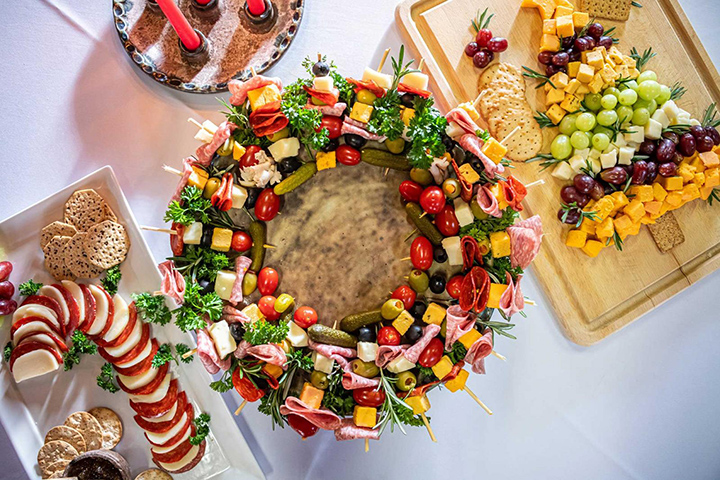 A holiday themed charcuterie spread