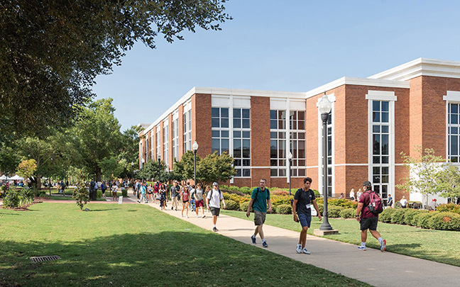 Students walk to class