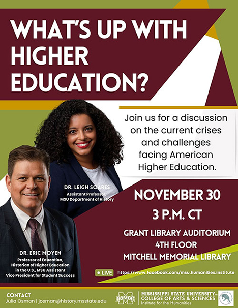 Flyer for What’s up with Higher Education? presentation