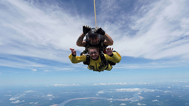 Lori Ball and a member of the U.S. Army’s Golden Knights