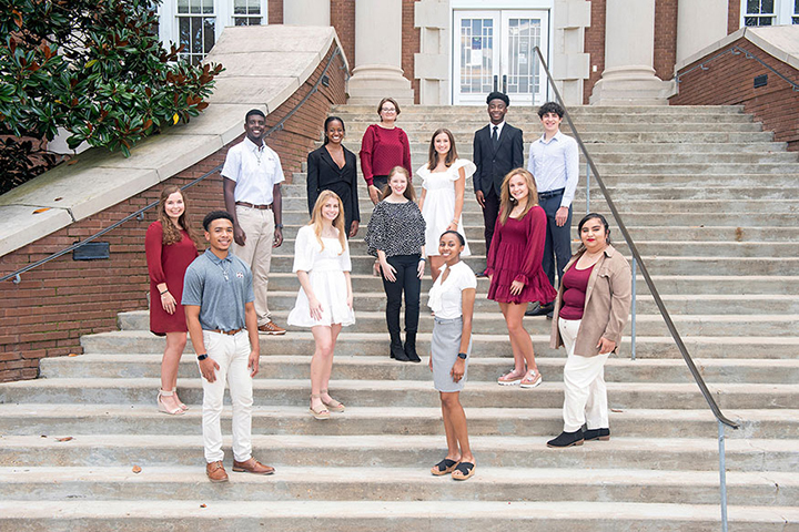 Luckyday scholars pose on steps of Lee Hall
