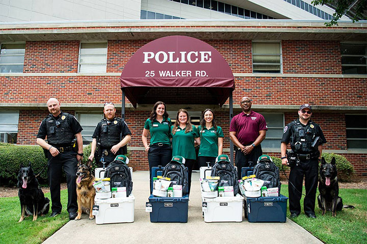 MSU Police Department officers with K-9s