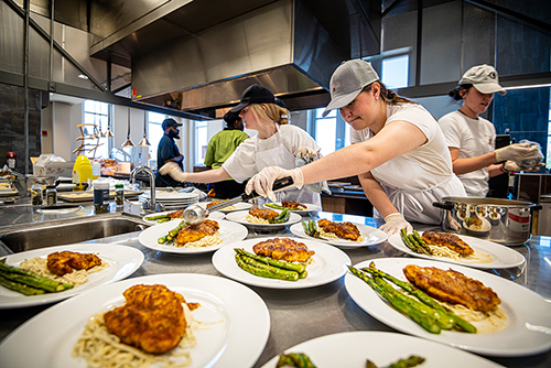 Students prepare a meal