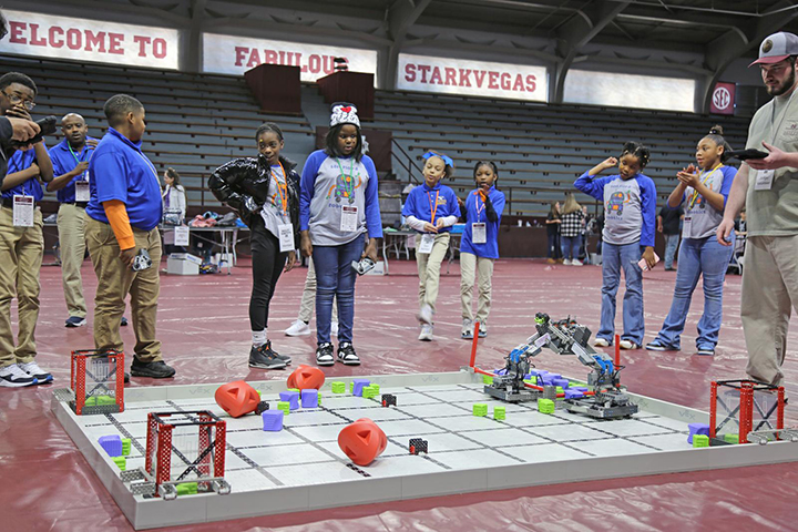 Students compete in a VEX IQ competition